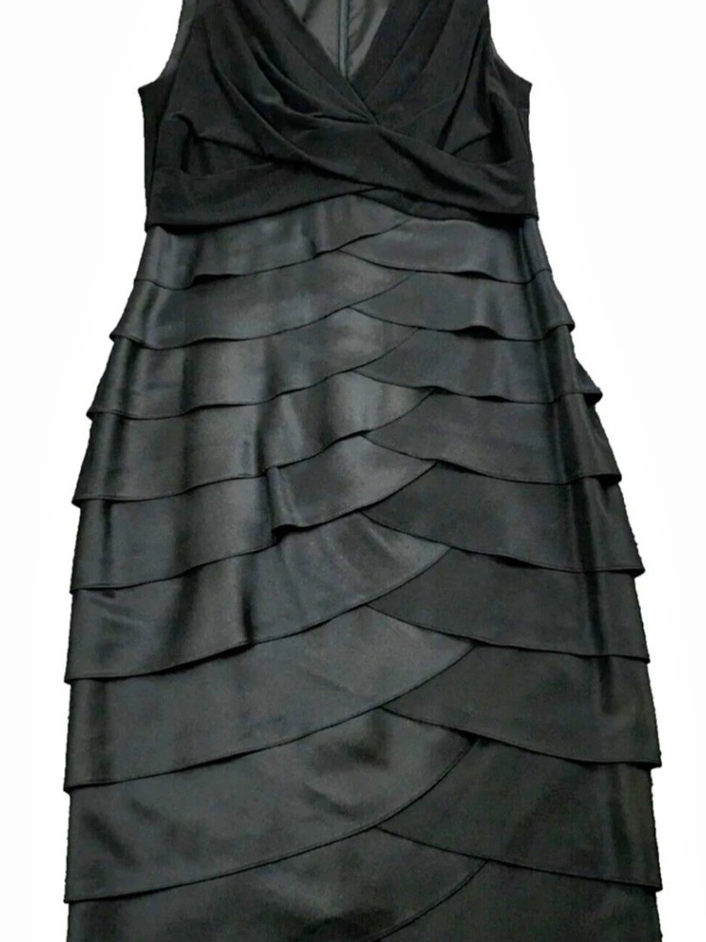 Cache Layered Black Midi Dress